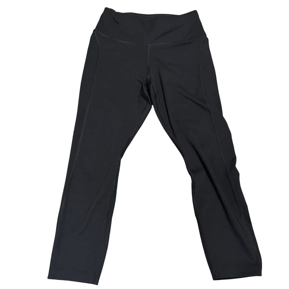 Nike Dri-FIT Womens Black Cropped Running Leggings Mesh Panels Back Zip Pocket